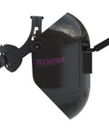 Side view of Ultralight Flip Up Chopped Fiberglass Sugar Scoop Welding Helmet with ergonomic fit and ratcheting headgear.