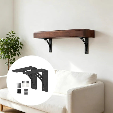 Heavy Duty Carbon Steel Triangle Shelf Bracket For Floating Shelves And TV Stands Rustproof Wall Mount Quick 30 Second Setup