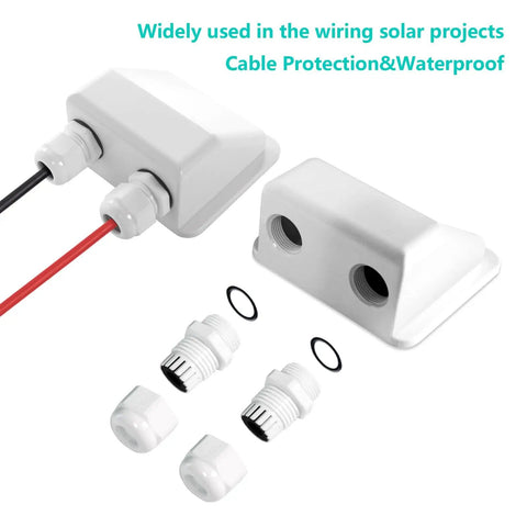 Easy Install No Drill RV Solar Panel Roof Mount Kit cable protection and waterproof connectors, white with wires