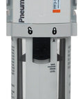 High Flow One Quarter Inch NPT Compressed Air Particulate Filter, 5 Micron Element, Poly Bowl With Guard, front view