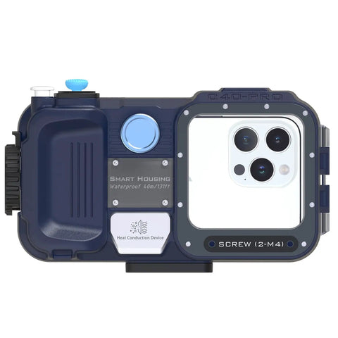 Front view of Underwater Phone Case For Snorkeling And Diving IPX8 Waterproof Housing For iPhone And Android with lens opening.