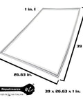 Refrigerator Door Gasket Seal Replacement Fits Multiple Models No Hassle Easy Install shown with dimensions of 39 x 26.63 x 1 in.