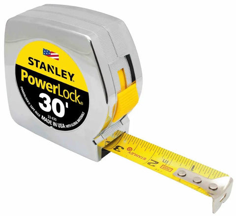 Pro Grade 1 Inch By 30 Foot PowerLock Tape Measure with Mylar Coated Blade and True Zero Hook extended for measurement