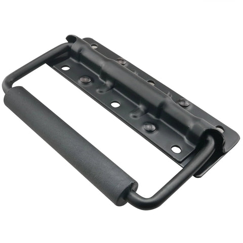 Heavy Duty Folding Spring Handle 125x81mm Black Steel Case Handle For Props Boxes And Tool Boxes 2 Pack Rubberized Grip