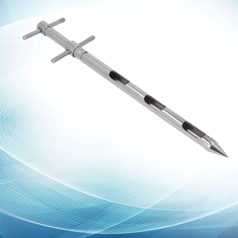 304 Stainless Steel Soil Sampler Probe With T Handle 0.54m Depth for soil testing in gardens and farms, showing angled view.