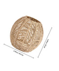 Khaki Rattan Pendant Lamp Shade With Hollow Basket Design for Bedroom Living Room Hallway Dining, shown with dimensions