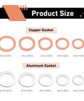Copper and aluminum gaskets for 100 Piece Oil Drain Plug Crush Washer Kit Multi Size M10 M12 M14 M16 M18
