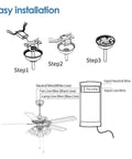Installation steps for 36 Inch Invisible Ceiling Fan With Remote Control, Retractable Clear Blades, Chandelier Fandelier With Light