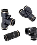 Solid Pneumatic Quick Air Fitting Kit With Push To Connect Design For 4 6 8 10 12 And 16mm PU PY PE Nylon Hose Plumbing Water Pipe Tubing Tools Free Fast Install black elbow fittings