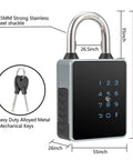 Smart Padlock With Keyless Entry And Bluetooth Keypad Water Resistant with 7.5mm stainless steel shackle and two metal keys
