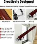 Heavy Duty 20 Foot Red PVC Railing Spindle With Non Slip Surface And Wall Mount Brackets Weatherproof Deck Balusters For Exterior Stairs And Patios, showing handrail and wall mount bracket.