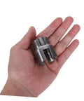 Close-up of a steel internal thread cutter from the Heavy Duty 3 Pc Pipe Threader Tool Kit For Electric Drill in hand.