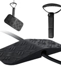 Heavy Duty EV Charger Cable Protector with handle for garage door gap, shows sloped soft rubber cover for Tesla and J1772 chargers.