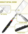 Telescoping Rectangular Inspection Mirror With 360 Degree Rotation For Mechanics, Extendable Long Reach Tool, 30.71 Inch Handle