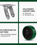Close-up of 6 Inch Heavy Duty Casters Set Of Four With Grease Fitting, 4800 Lbs Load Capacity, showing parts and features.