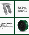 Galvanized yoke and polyurethane wheel for Rock Solid 6 Inch Heavy Duty Caster Wheels, showcasing durability and rust resistance.