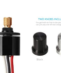 Compact LED Dimmer Knob With Rotary Control for 12-24V LEDs, showing black and silver knob options included
