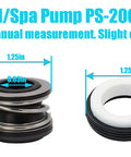 Dimensions of PS-200 pool pump shaft seal kit components