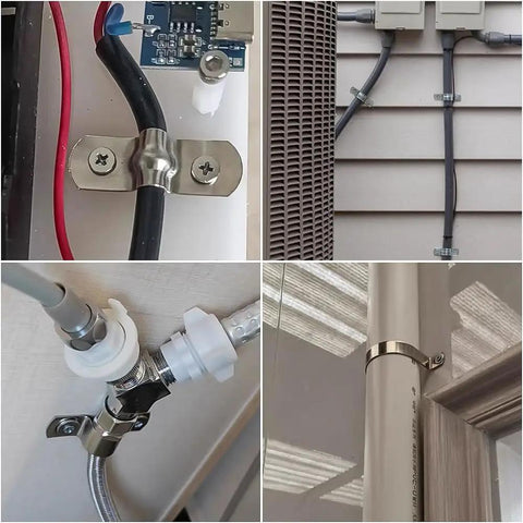 Stainless Steel SS304 Conduit Clamp U Bracket 2 Hole Heavy Duty Pipe Clip Set of 10 securing cables and pipes