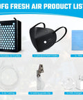 Fresh Air System For Any Mask Reusable Respirator With 4 Speed Fan Delivers Filtered Air Product Components Display
