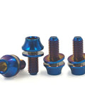 Beefy Titanium M5x12mm Hex Bolts with Washers for MTB Bike Water Bottle Cage Blue 4 Pack Set