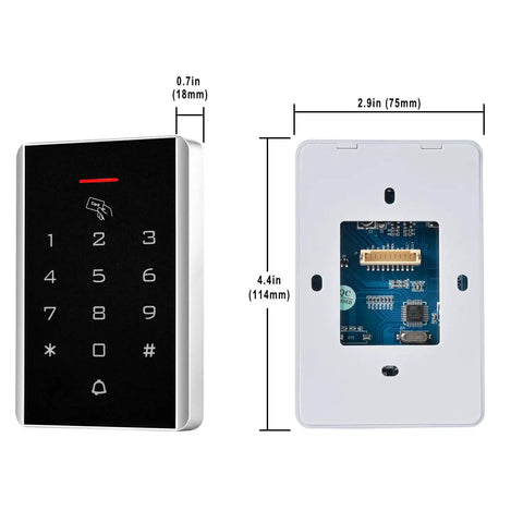 Rock Solid Stand Alone Door Access Control Keypad With 125 Khz Proximity Reader, dimensions 4.4in x 2.9in, for security entry use.