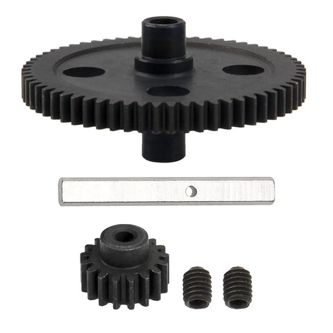 Beefy Metal Spur Diff Main Gear 62T And 17T Pinion Set for center reduction RC crawler car, durable steel gear, easy install