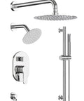 GRANDJOY Shower Faucet Set 10" Rainfall Shower Head Polished Chrome featuring a sleek 10" rainfall head and wall-mounted handheld shower.