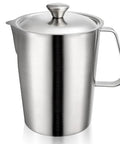 Barista Grade Stainless Steel Pitcher With Lid 79oz 2.3L Large Mouth Graduated Beaker With Markings Easy Grip Handle Milk Frothing Jug