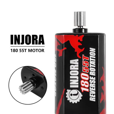 Front view of 180 Brushed 55T RC Motor With Stainless Steel Pinion for TRX4M Crawler Upgrades with branding details.