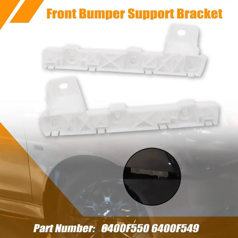 2 Pack Front Bumper Mounting Bracket Set For Mitsubishi Lancer 2008 To 2017 Non Evo Right And Left Sides Built Tough 6400F549 6400F550 6400A403 6400A404 Quality showing two white brackets with car background