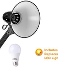 LED Swing Arm Desk Lamp With Clamp Mount And 36 Inch Reach, Includes Replaceable LED Bulb, All Metal Construction, Black