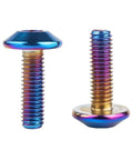 4 Pcs M5x20mm Titanium Burnt Blue Hex Bolts Umbrella Head Screws 304 Stainless Steel with vibrant colors and rounded tops.