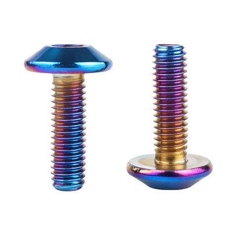 4 Pcs M5x20mm Titanium Burnt Blue Hex Bolts Umbrella Head Screws 304 Stainless Steel with vibrant colors and rounded tops.