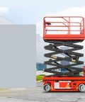 Heavy Duty Mobile Scissor Lift Table Smooth Operator Electric Hydraulic Platform For Factories And Construction Sites with four meter rise.