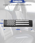 Premium Two Pack Seat Belt Shoulder Pads For Your Daily Driver Crafted From Tough Carbon Fiber Leather And Styled With A Classic USA Flag Patch 9.05 inch by 2.36 inch size in vehicle interior.