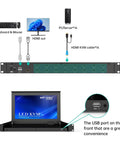 Beast Mode 16 Port Hdmi Kvm Console With 15.6 Inch Lcd Display And Crisp 1080p Feed Designed For 1U Server Racks To Make Switching Totally No Sweat Today showing keyboard, mouse, HDMI ports, and KVM configuration.