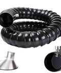 Heavy Duty Flexible Solder Fume Extractor Arm With Slick Detachable Hood And 360 Degree Articulating Hose, Built Ridiculously Solid For Electronics Work, Rolls Smoothly Everywhere You Move, black flexible hose and metal hood.