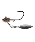 Underspin Jighead With Titanium Blade Arm And Ball Bearing Swivel For Lightning Flash 3 Sixteenth Ounce One Zero Hook Natural Goby Color 3D Holographic Eyes Super Slide Coating Swimbait Jighead For Pro Flips And Hookups, side view