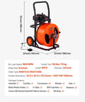 Professional Auto Feed Drain Cleaner Machine 100 Feet Sewer Snake Auger with 3/4 inch cable and portable design.