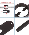 Close-up of Motorcycle Fork Service Tool Kit Set C featuring two tools with dimensions, the fork oil level tool and spring compressor.