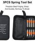 Open case of Do It All 5 Piece Nail Setter And Door Hinge Tool Set with dual head punches and chisel, black with orange handles.