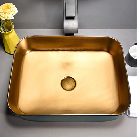 Turn Your Bathroom Into A Smooth Operator With This Above Counter Vessel Sink Solid Porcelain Ceramic Bowl Features Tough Stain Resistant Glaze Keeps Surfaces Shiny No Scrubbing Required Upgrades Any Vanity Instantly, gold color, above counter vessel sink.