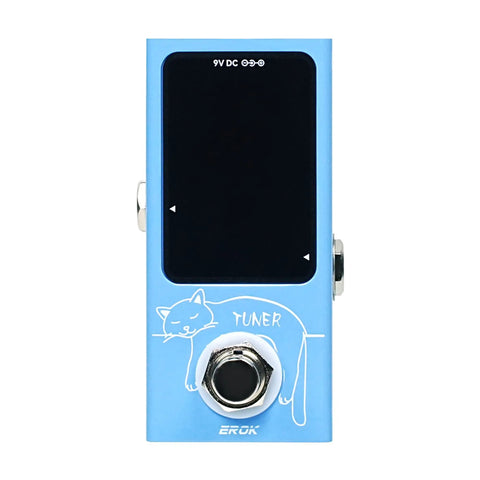 Ultra Compact Tuner Pedal With Pitch LED Indicator For Electric Guitar And Bass, True Bypass, Blue Finish, front view