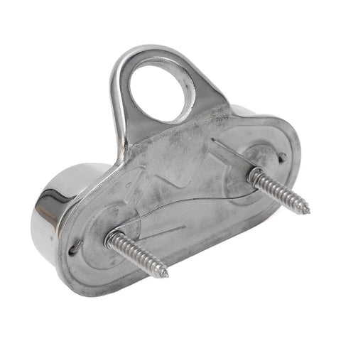 Side view of Beefy Cam Cleat For 5-15mm Rope, 316 Stainless Steel boat kayak cleat with fairlead ring, two screws visible