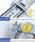 Close-up of a Professional Grade Top Tier Heavy Duty Lockable Full Extension Drawer Slides, 76mm wide, measuring thickness.