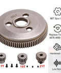 Beefy 86T Metal Spur Gear Set with 17T 19T 21T Pinions for 1 to 10 Scale 2WD RC Cars, featuring low noise and wear resistance.