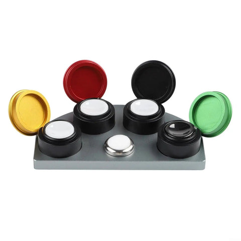 Four Compartment Watch Oil Cup With Color Coded Wells For Quick Lubricant Application, showing metal tool with open lids