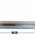 Front view of 30 Inch Heavy Duty Sheet Metal Hand Brake Bender For Bench Top Bending 0 To 90 Degrees, handles raised, blue base.