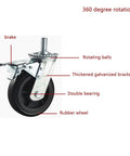 Heavy Duty Swivel Casters With Brake, M20 Threaded Stem Polyurethane Wheels, showcasing brake, double bearing, and rubber wheel design.